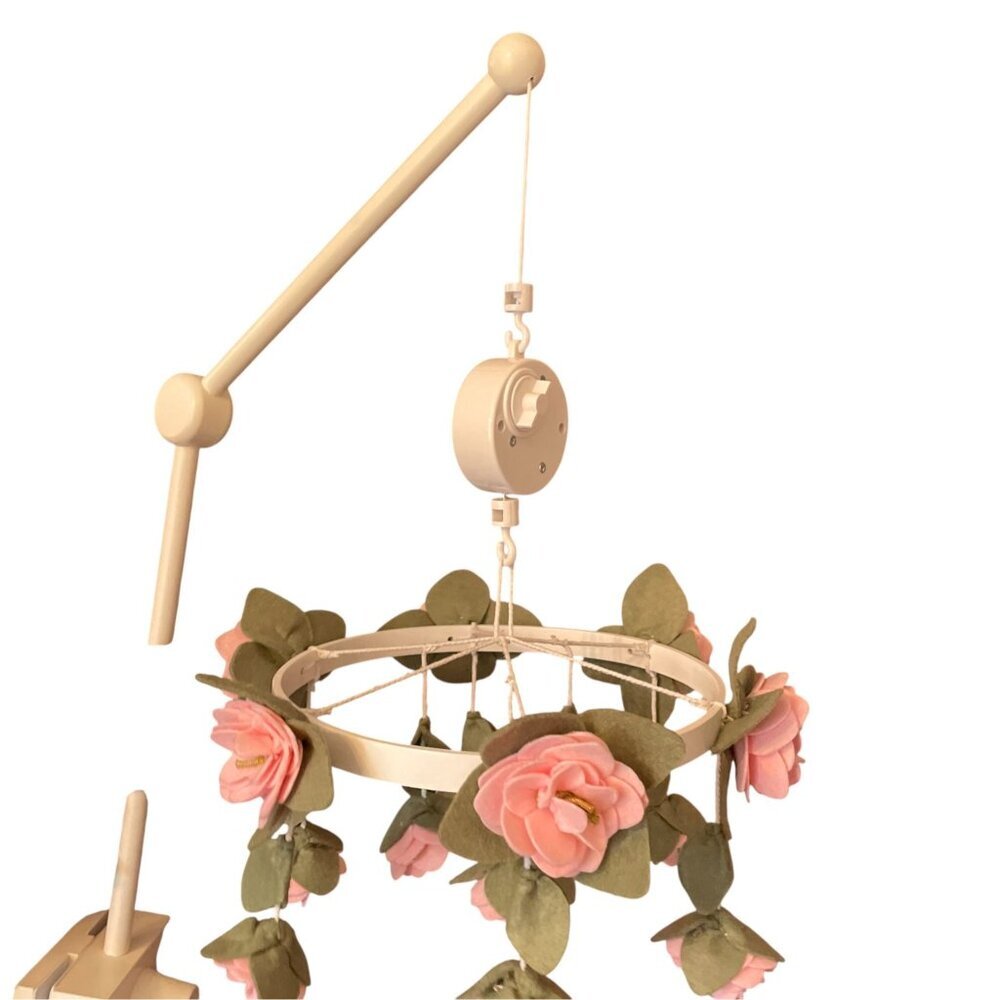 Pottery Barn Kids Felted Pink Roses Musical Baby Crib Mobile - Picture 3 of 11